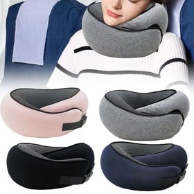 Resim Adjustable Memory Foam Travel Neck Pillow - Full Neck Support for Better Sleep - Pink Velcro 