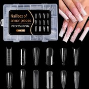 Resim 12 Farklı Model Tırnak Çift Form Seti, Tam Kaplama Akrilik Tırnak İpuçları Uzatma Kalıpları, Yapıcı Jel Manikür Tasarımı için, Salon Kalitesinde Profesyonel Kit 