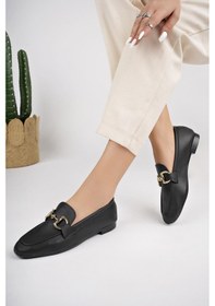 Resim Muggo Liza Garantili Metal Tokalı Kadın Loafer Günlük Ayakkabı 001 