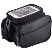 Resim Su Geçirmez Bisiklet Çantası, 2 Bölmeli Ve Siyah Cep Telefonu Tutucu İle Siyah 