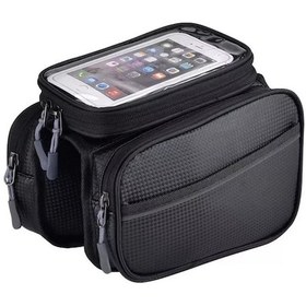 Resim Su Geçirmez Bisiklet Çantası, 2 Bölmeli Ve Siyah Cep Telefonu Tutucu İle Siyah 