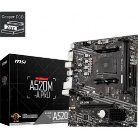 Resim Msı A520m-a Pro Ddr4 4600mhz 1xhdmı 1xdvı 1xm.2 Usb 3.2 Matx Am4 