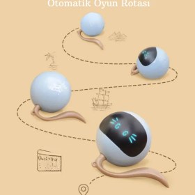 Resim Akıllı Kedi Oyuncağı Kendi Kendine Otomatik Dönen USB Şarjlı Kedi Köpek Oyuncağı Hareketli Kedi Oyuncağı 