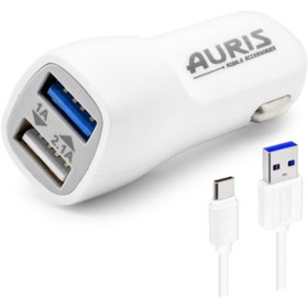 Resim Teknoloji Gelsin Auris 3.1a Hızlı Type-c Kablo 2 Usb Girişli Araç Oto Şarj Başlığı Çakmaklık Typec 3.1 Amper -beyaz- 