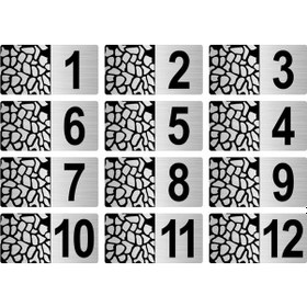 Resim Metal Kapı Masa Dolap Posta Kutusu Numarası 4X8 cm Gümüş Renk (1…12) 
