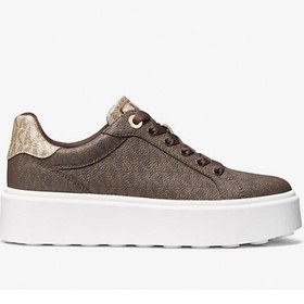 Resim Michael Kors Romey Metallic Two-tone Signature Logo Platform Sneaker Kahve Rengi 