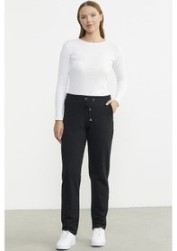 Resim Dar Paça Beli İpli Eşofman Altı - Siyah 001 