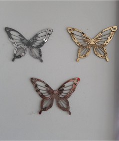 Resim Kelebekler Üçlü Gold, Gümüş Ve Rose Aynalı Pleksi Dekoratif Tablo 