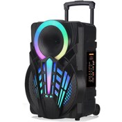Resim ELBEYLİ GSM NDR-P12 MİKROFONLU KUMANDALI RGB LEDLİ TAŞINABİLİR TEKERLEKLİ BLUETOOTH HOPARLÖR 