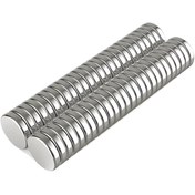 Resim 5 Adet 10x2mm Yuvarlak Neodyum Mıknatıs Güçlü Magnet Nikel Kaplamalı 