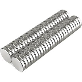 Resim 50 Adet 10x2mm Yuvarlak Neodyum Mıknatıs Güçlü Magnet Nikel Kaplamalı 