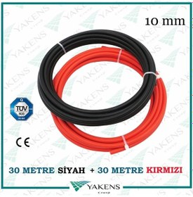 Resim Solar Kablo 30m+30m 10mm Güneş Paneli Kablo Seti Siyah Kırmızı 