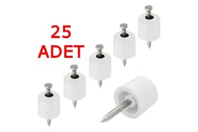 Resim Mikasso 25 Adet Beyaz Çivili Raf Pimi Dolap Raf Tutucu Pim Mikrofiber Malzeme ile Fonksiyonel 