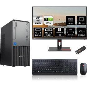 Resim Lenovo Thinkcentre Neo 50T Gen 5 Intel Core I7 13700 32GB 512GB SSD RTX3050/6GB 27" Fhd Monitör Windows 11 Pro Masaüstü Bilgisayar & Per4 USB Bellek 12UB000LTRMNT3397 