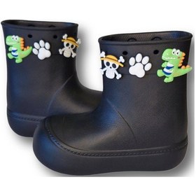 Resim Siyah Yağmur Botu + Süper Star Çoraplı Set Siyah 