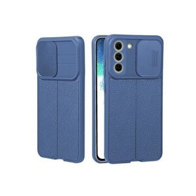 Resim Teleplus Samsung Galaxy S22 Plus Lensi Kamera Korumalı Deri Dokulu Silikon Lacivert Kılıf 