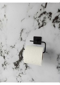 Resim Siyah Yapışkanlı Kare Havluluk Ve Fön Askısı Seti 5'li Banyo Seti Siyah 