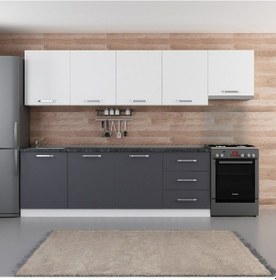 Resim Minar 300 Cm Mutfak Dolabı Beyaz Antrasit 300-A11 Beyaz 