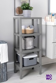 Resim Mowo Home Shelf 4 Katlı Düzenleyici Plastik Raf Ünitesi Gri, Kitaplık, Banyo, Mutfak Rafı. Ayakkabılık 