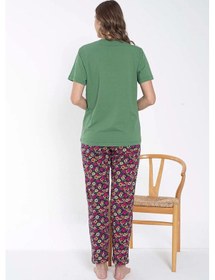 Resim Senfoni Kadın Bisiklet Yaka Çiçek Desenli Pijama Takımı 6032 -1 Adet 001 