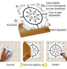 Resim Kendinden Yapışkanlı Geometrik Solo Desenli Pvc Karo 30X30 cm (33 Adet) 3 M² 