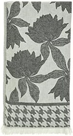 Resim Siyah Nilüfer Desen Jakarlı Doubleface Pamuk Peştemal 