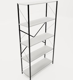 Resim Metal Kitaplık 5 Raflı Ev Ofis Rafı Dosya Kitap Mutfak Rafı Çok Amaçlı Geniş Raflı 180cm Beyaz 