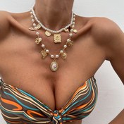 Resim 2 Adet Bohem Tarzı Gül ve Kalp Güneş Kolye, Hafif Moda Parti Banketi Kadınlar için Çok Yönlü Tarih Festivali Kolyesi 