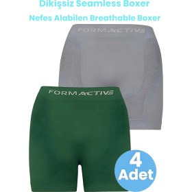 Resim Tezzgelsin Erkek Dikişsiz/seamless Nefes Alabilen Boxer 4 Adet Gri - Yeşil 