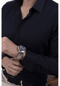 Resim Etikmen Lacivert Saten Slimfit Hediye Kutulu Erkek Gömlek Lacivert 