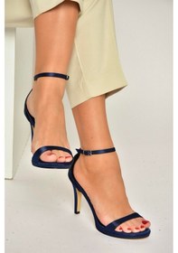 Resim Fox Shoes Y569716904 Lacivert Kumaş İnce Topuklu Kadın Abiye Ayakkabı Lacivert 