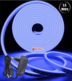 Resim 2.5 Metre Mavi Işık Esnek Neon Led Şerit Butonlu Dekoratif Aydınlatma Seti Sb-6536 