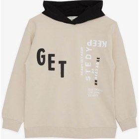 Resim Breeze Erkek Çocuk Get Yazılı Sweatshirt-15360 Bej 