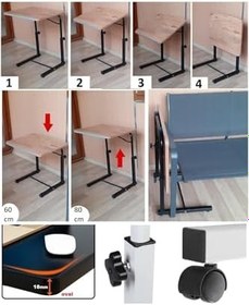 Resim Depolife Tekerlekli Notebook Laptop Çalışma Sehpası Eğim Ve Yükseklik Ayarlı Akrobat Ders Yemek Çekyat Masası 