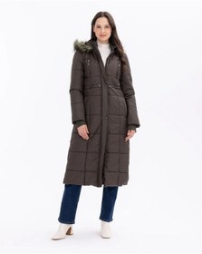 Resim SCL Kadın Kışlık Kaban - Kapüşonlu, Uzun Boy, Minimalist - Siyah / 38 