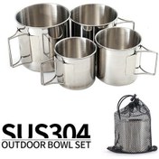 Resim Xindoker 304 Çelik 4'lü Yemek Kase Seti - Taşınabilir, Yığılabilir, Kamp, Doğa Yürüyüşü Ve Piknik İçin Gri 