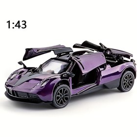 Resim 1:43 Ölçekli Alaşımlı Süper Araba Modeli - Mor ve Siyah Geri Çekilebilir Kanatlı Oyuncak Araba, 3 Kapılı Tasarım & Gerçekçi Tekerlekler Çocuklar için, Koleksiyoncular, Doğum Günü Hediyeleri, Detaylı İşçilik 
