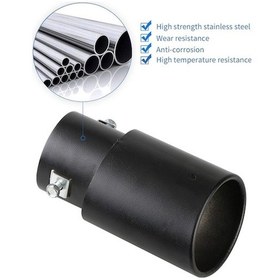 Resim Besthome1 63mm Siyah Paslanmaz Çelik Egzoz Ucu, 3.8-5.3cm Montaj İçin Uygun 