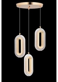 Resim İstanbul Avize Beta 3'lü Gold Ledli Modern 3 Renk Led Avize 