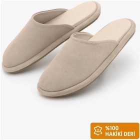 Resim Marjin Kadın Hakiki Deri Önü Kapalı Sabo Günlük Terlik Luges Bej Süet 
