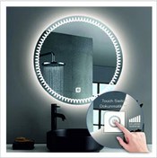 Resim GLOBAL LED MIRROR 90 Cm Beyaz Ledli Tasarım Kumlamalı Dokunmatik Tuşlu Banyo Aynası Makyaj Aynası Işıklı Ayna 