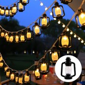 Resim Vintage LED Fener Dize Işıkları, 20 Ampul, Pil ile Çalışır, Sıcak Sarı Işık, Kamp, Mağazalar, Kapalı Alanlar için İdeal - Çok Yönlü Tatil Süsü, Kamp Fenerleri 
