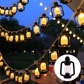 Resim Vintage LED Fener Dize Işıkları, 20 Ampul, Pil ile Çalışır, Sıcak Sarı Işık, Kamp, Mağazalar, Kapalı Alanlar için İdeal - Çok Yönlü Tatil Süsü, Kamp Fenerleri 