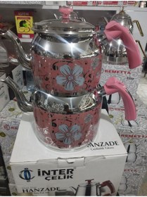 Resim INTERM Inter çelik çaydanlık takimi aile boyu pembe 4.80 litre 