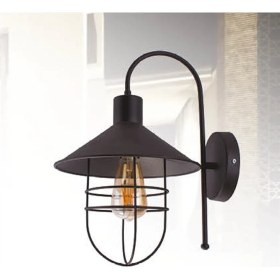 Resim Sedef Tekli E27 Duy Siyah Renk Metal Retro Aplik 