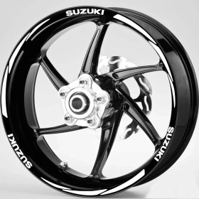 Resim Hediyelikevi Beyaz Suzuki Yazılı 3 Parçalı Reflektif Beyaz Jant Şeridi 