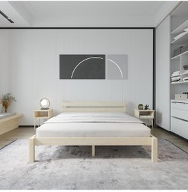 Resim Letto Model Vernikli Ahşap Karyola Ve İki Komodin Set-156 90 x 190 
