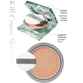 Resim Kalıcı, Mat Cushion Fondöten Clıo Kill Cover Skin Fixer Cushion + Refill 19w Vanilla Spf50+ Pa+++ 19 