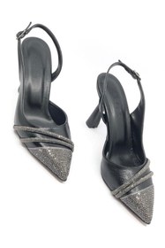 Resim Kids Club Shoes Feles Şerit Taşlı Stiletto Abiye Kadın Topuklu Ayakkabı SİYAH 