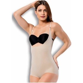 Resim Kadın Ten Rengi Lazer Kesim Göğüs Destekli Body Korse Ten 